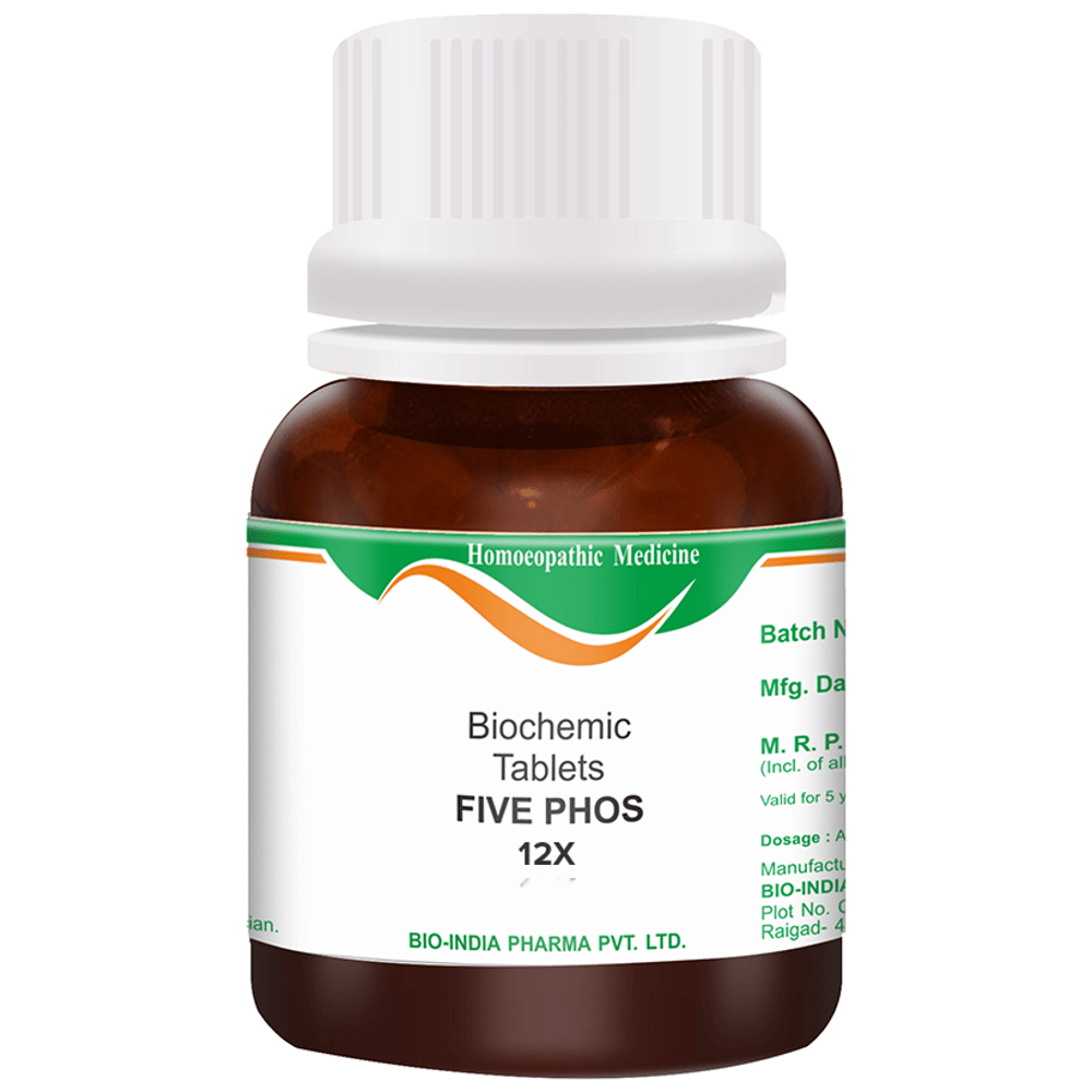 Bio India Five Phos Biochemic Tablet 12X bottle of 25 gm Biochemic Tablet