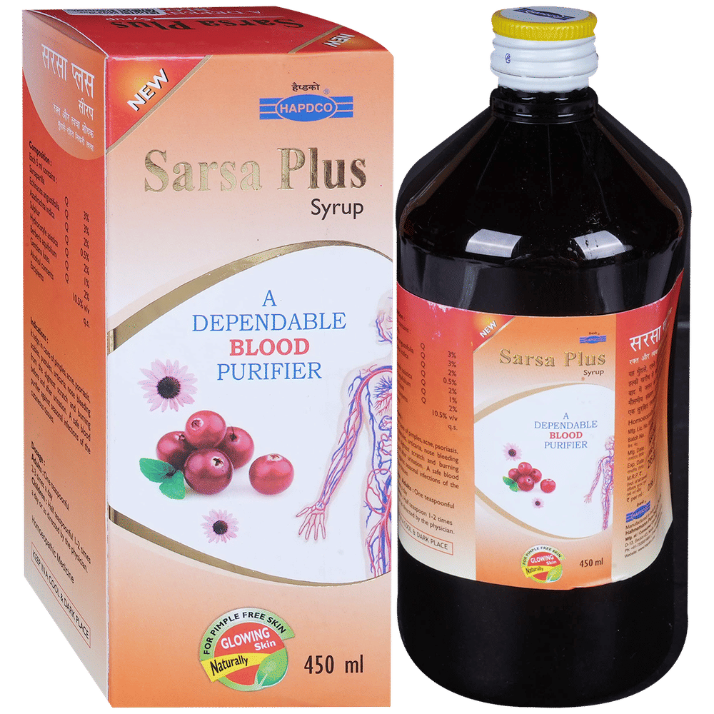 Hapdco Sarsa Plus Syrup bottle of 450 ml Syrup