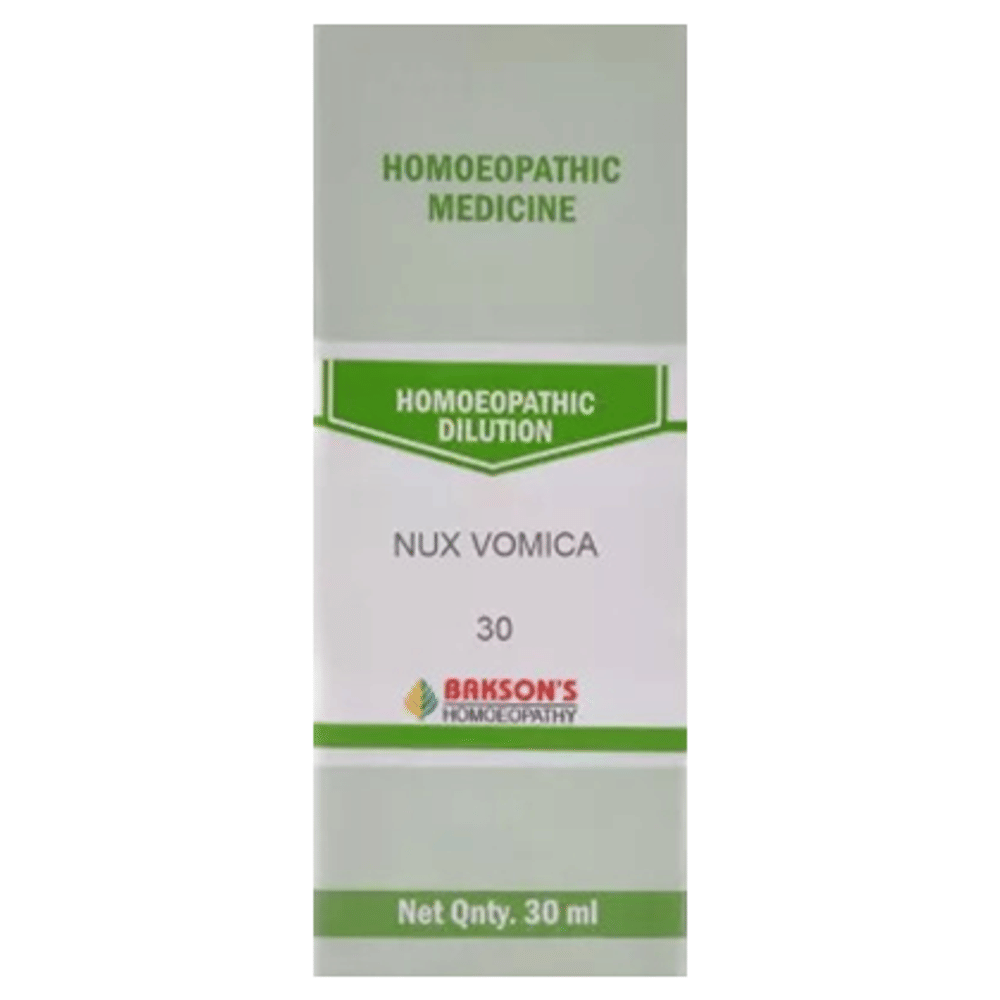 Bakson's Homeopathy Nux Vomica Dilution 30 CH bottle of 30 ml Dilution