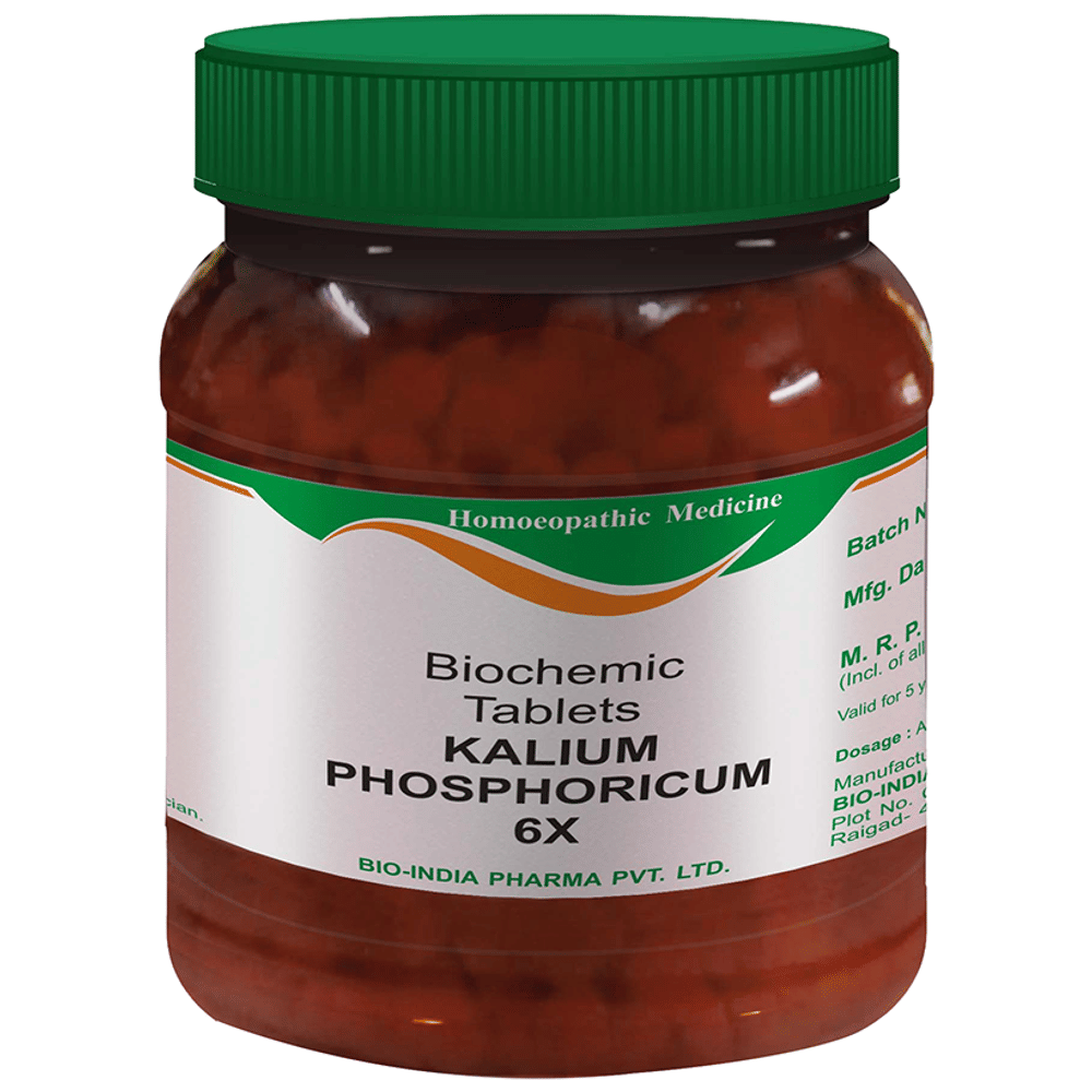 Bio India Kalium Phosphoricum Biochemic Tablet 6X bottle of 450 gm Biochemic Tablet Bio India Kalium Phosphoricum Biochemic Tablet 6X bottle of 450 gm Biochemic Tablet
