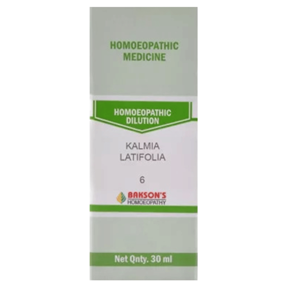 Bakson's Homeopathy Kalmia Latifolia Dilution 6 CH bottle of 30 ml Dilution Bakson's Homeopathy Kalmia Latifolia Dilution 6 CH bottle of 30 ml Dilution
