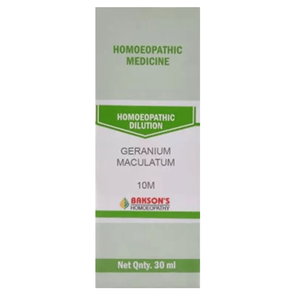 Bakson's Homeopathy Geranium Maculatum Dilution 10M bottle of 30 ml Dilution