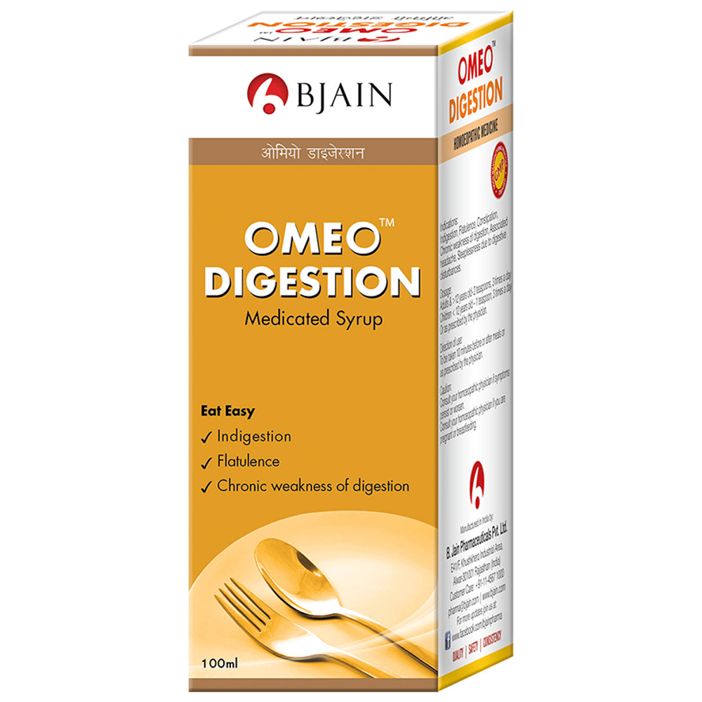 Bjain Omeo Digestion Medicated Syrup bottle of 100 ml Syrup