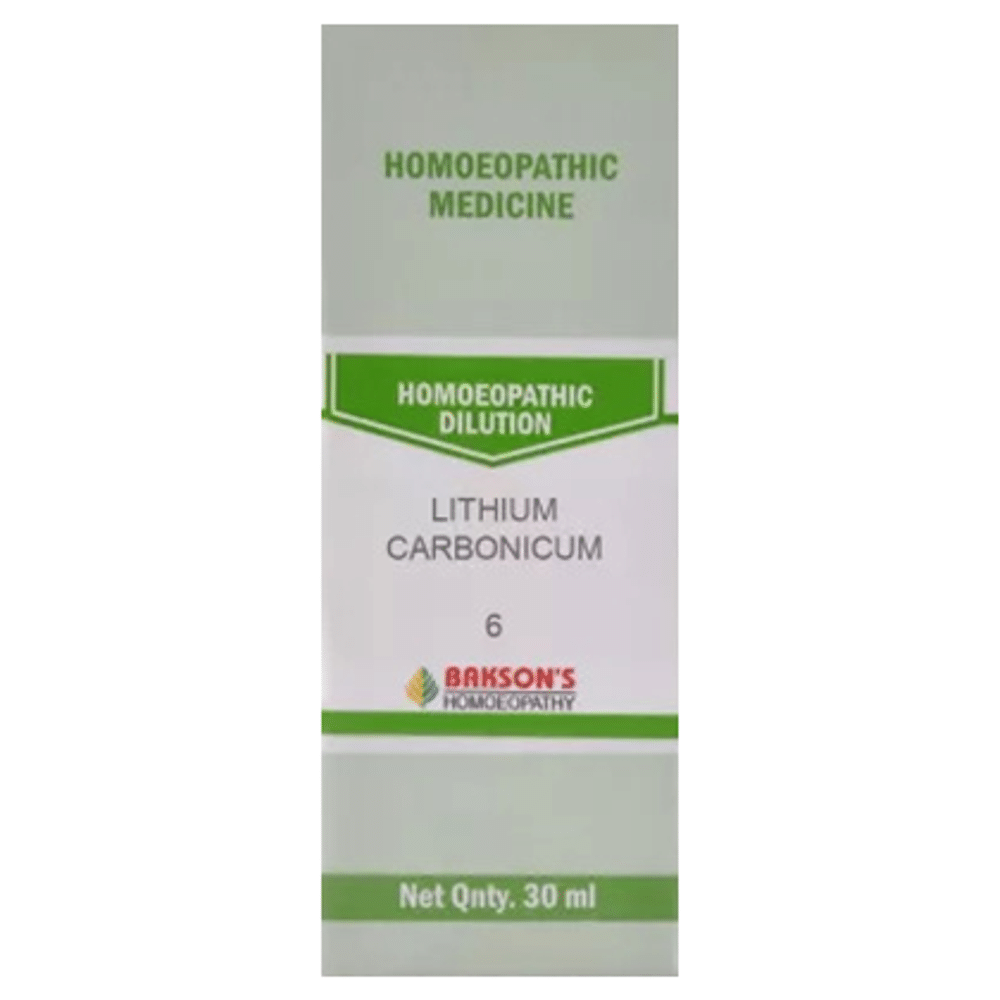 Bakson's Homeopathy Lithium Carbonicum Dilution 6 CH bottle of 30 ml Dilution
