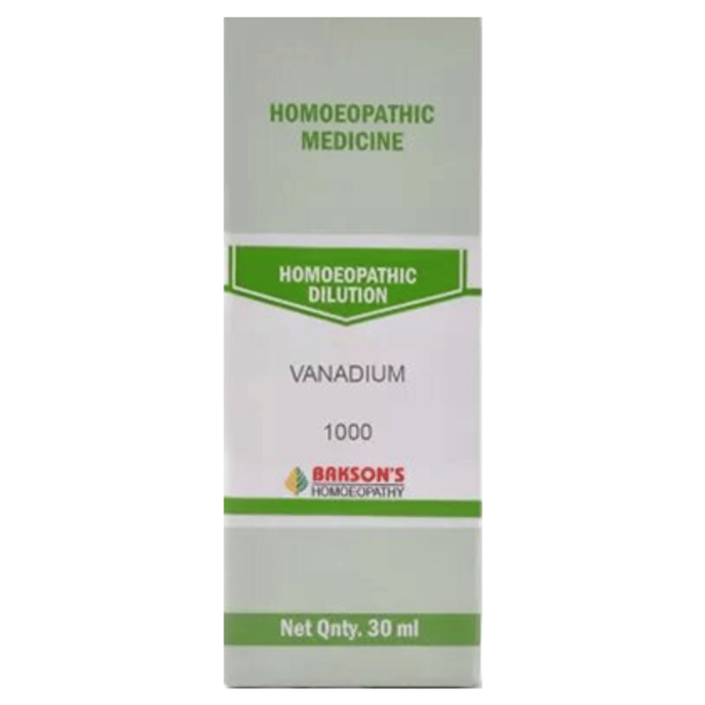 Bakson's Homeopathy Vanadium Dilution 1000 CH bottle of 30 ml Dilution