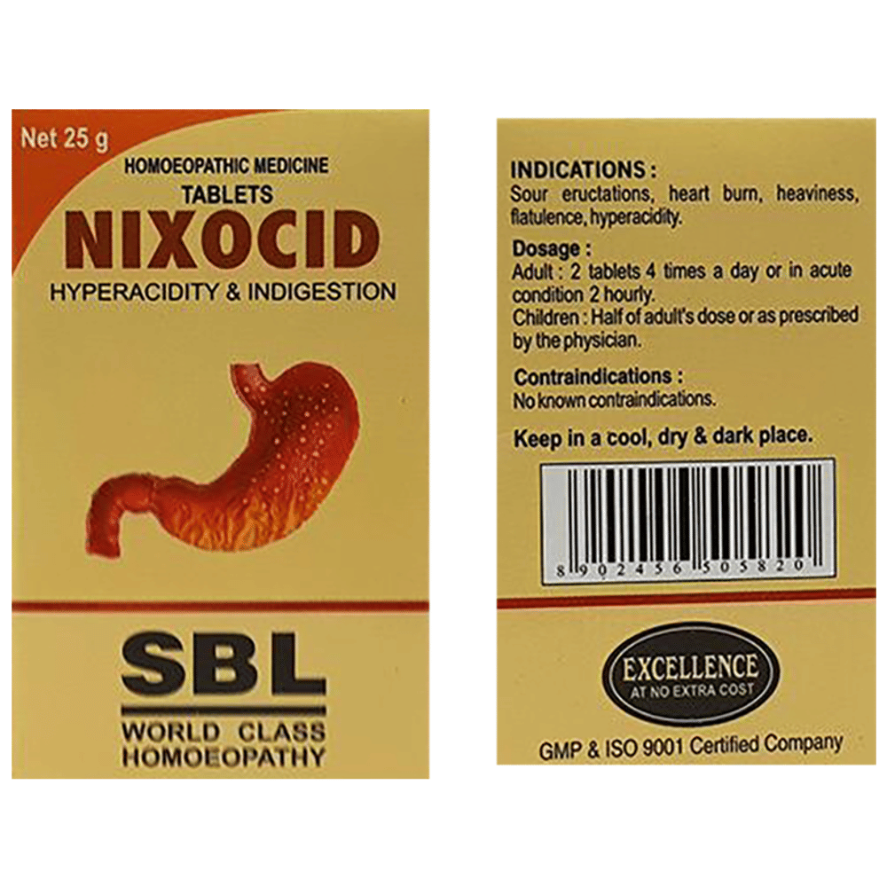 SBL Nixocid Tablet bottle of 25 gm Tablet SBL Nixocid Tablet bottle of 25 gm Tablet