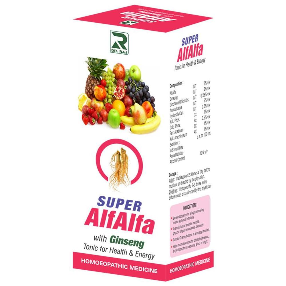 Dr. Raj Super Alfalfa With Ginseng Tonic bottle of 200 ml Tonic