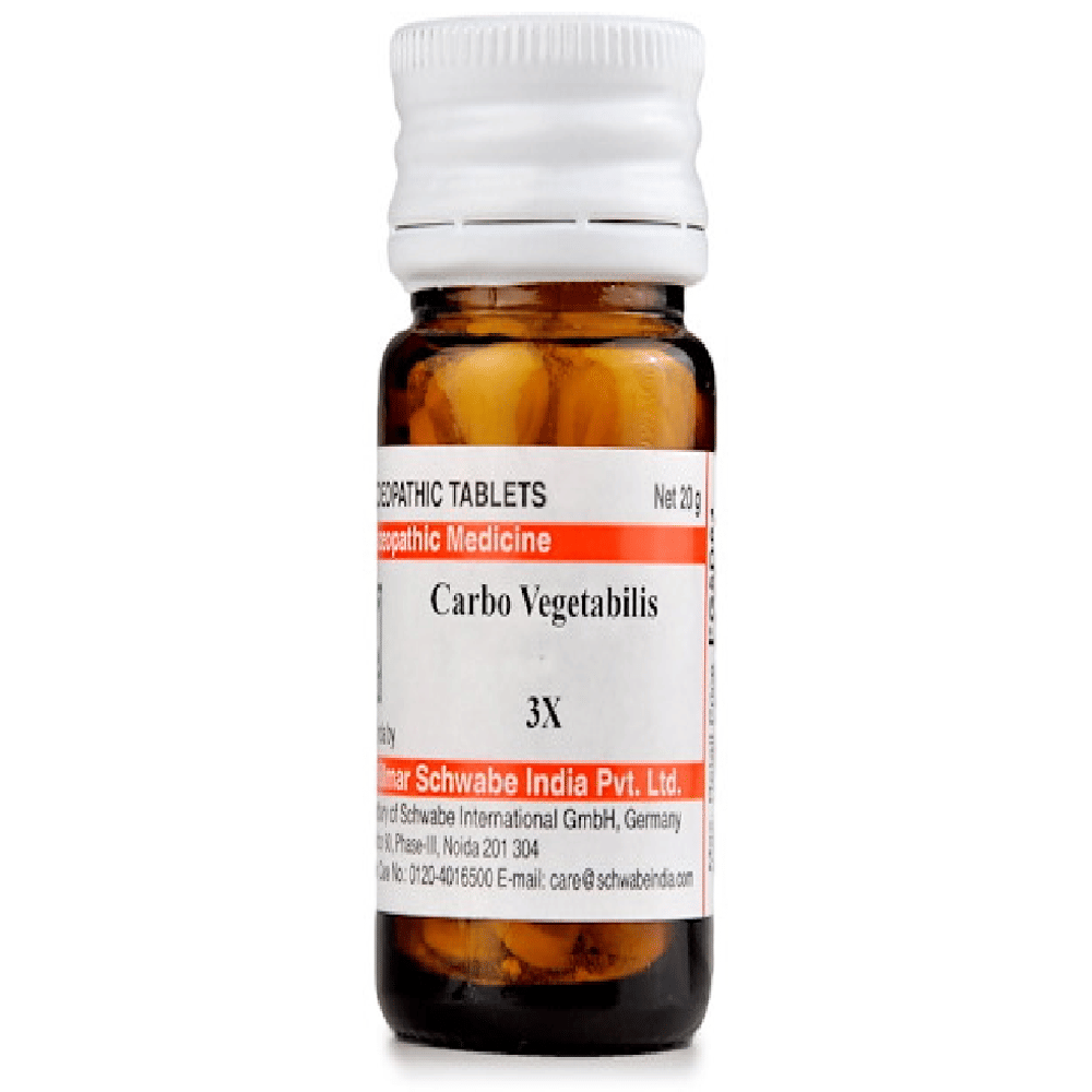 Dr Willmar Schwabe India Carbo Vegetabilis Trituration Tablet 3X bottle of 20 gm Trituration Tablet