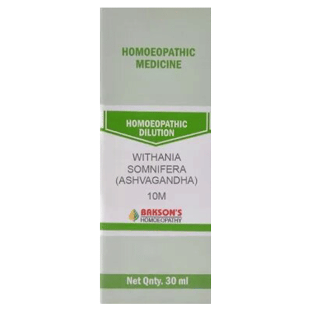 Bakson's Homeopathy Withania Somnifera (Ashvagandha)  Dilution 10M bottle of 30 ml Dilution