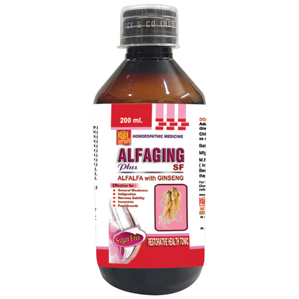 Sett Dey Alfaging Plus Sugar Free bottle of 200 ml Liquid