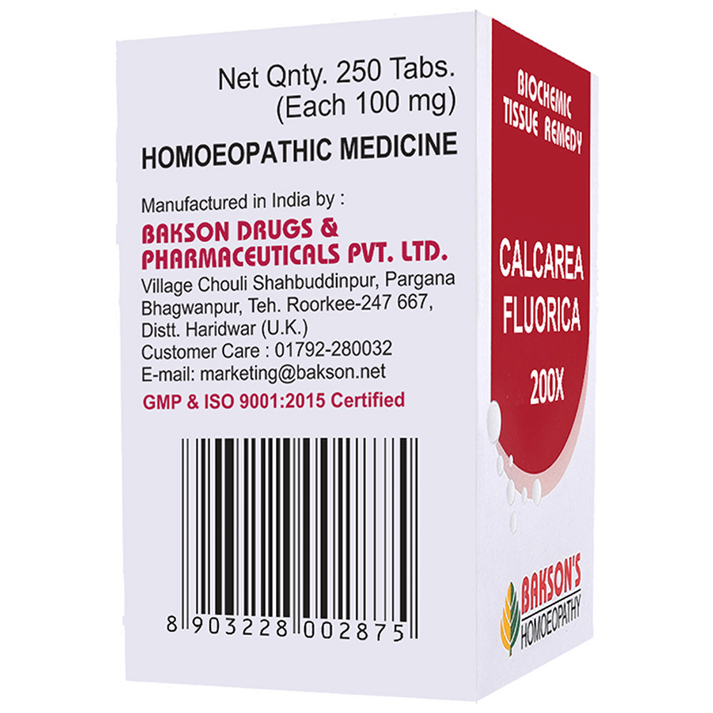 Bakson's Homeopathy Calcarea Fluorica Biochemic Tablet 200X bottle of 250 biochemic tablets Bakson's Homeopathy Calcarea Fluorica Biochemic Tablet 200X bottle of 250 biochemic tablets