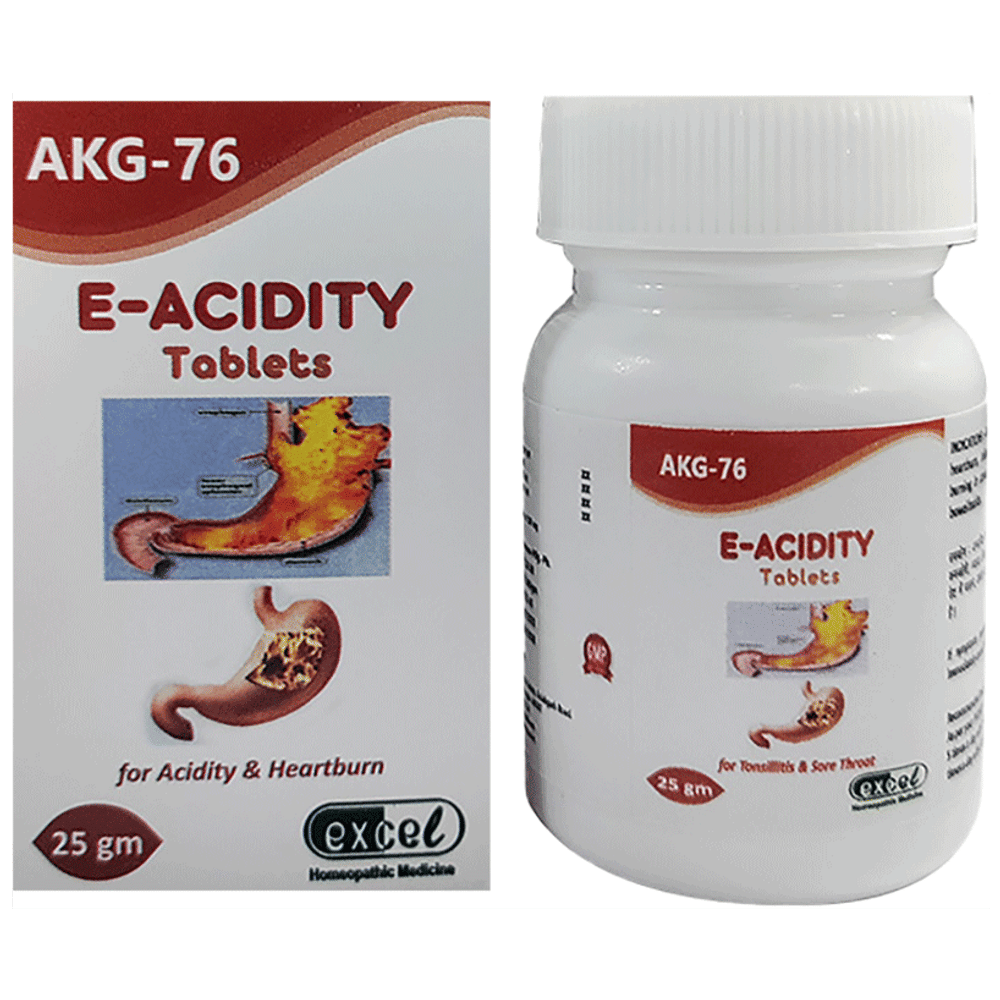 Excel AKG 76 E-Acidity Tablet bottle of 25 gm Tablet