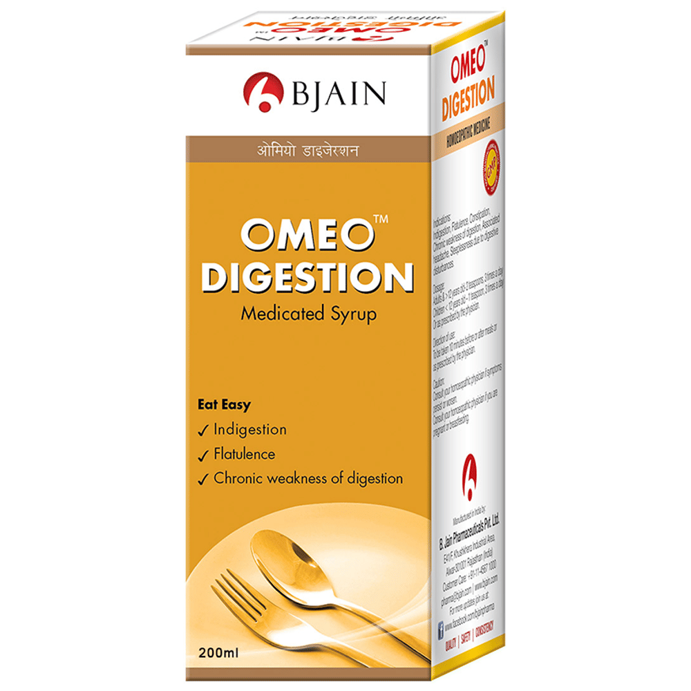 Bjain Omeo Digestion Medicated Syrup bottle of 200 ml Syrup