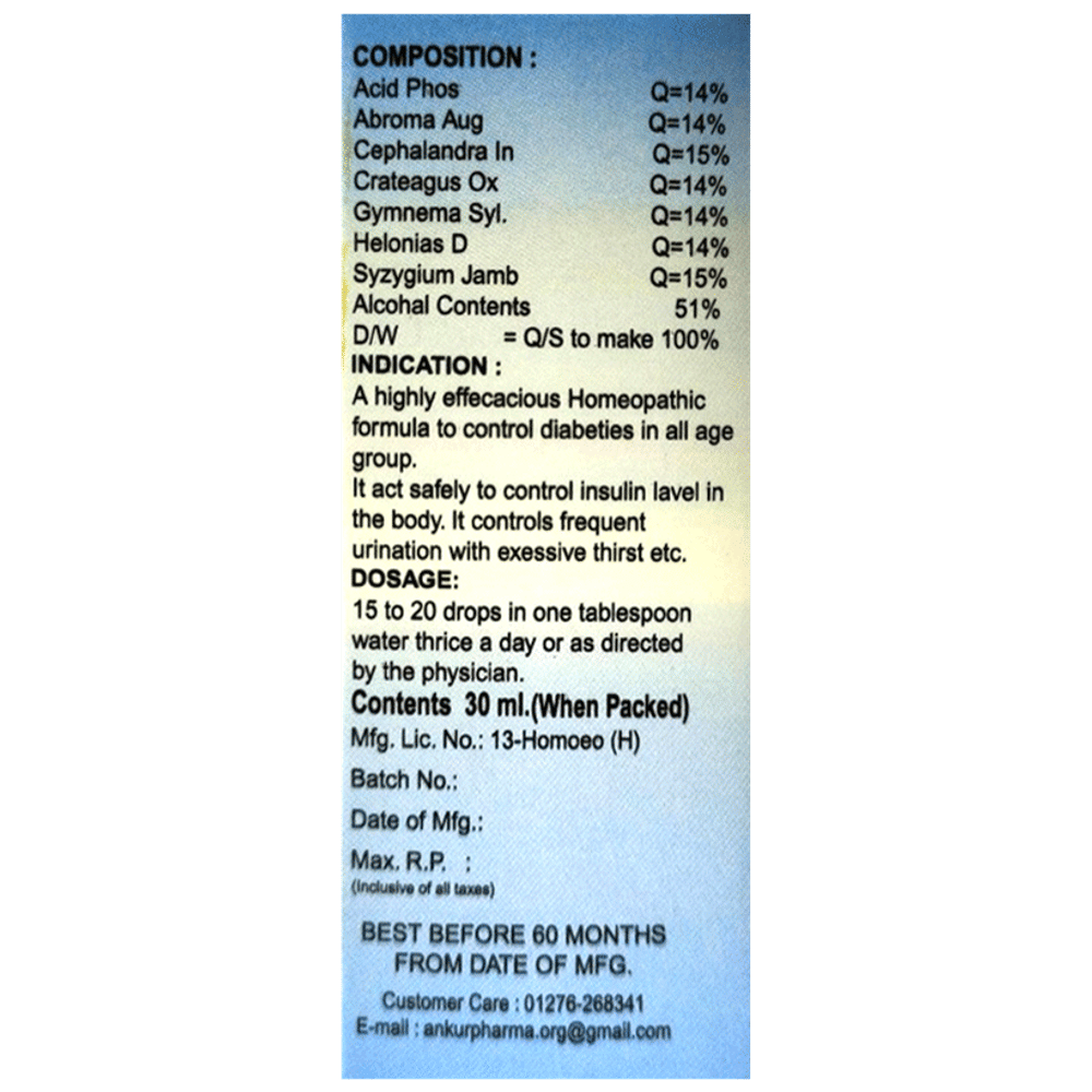 Ankur Diabo-Safe Drop bottle of 30 ml Drop Ankur Diabo-Safe Drop bottle of 30 ml Drop