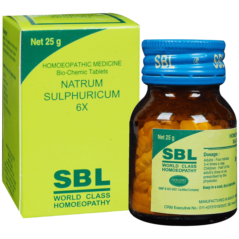 SBL Natrum Sulphurica Biochemic Tablet 6X bottle of 25 gm Biochemic Tablet