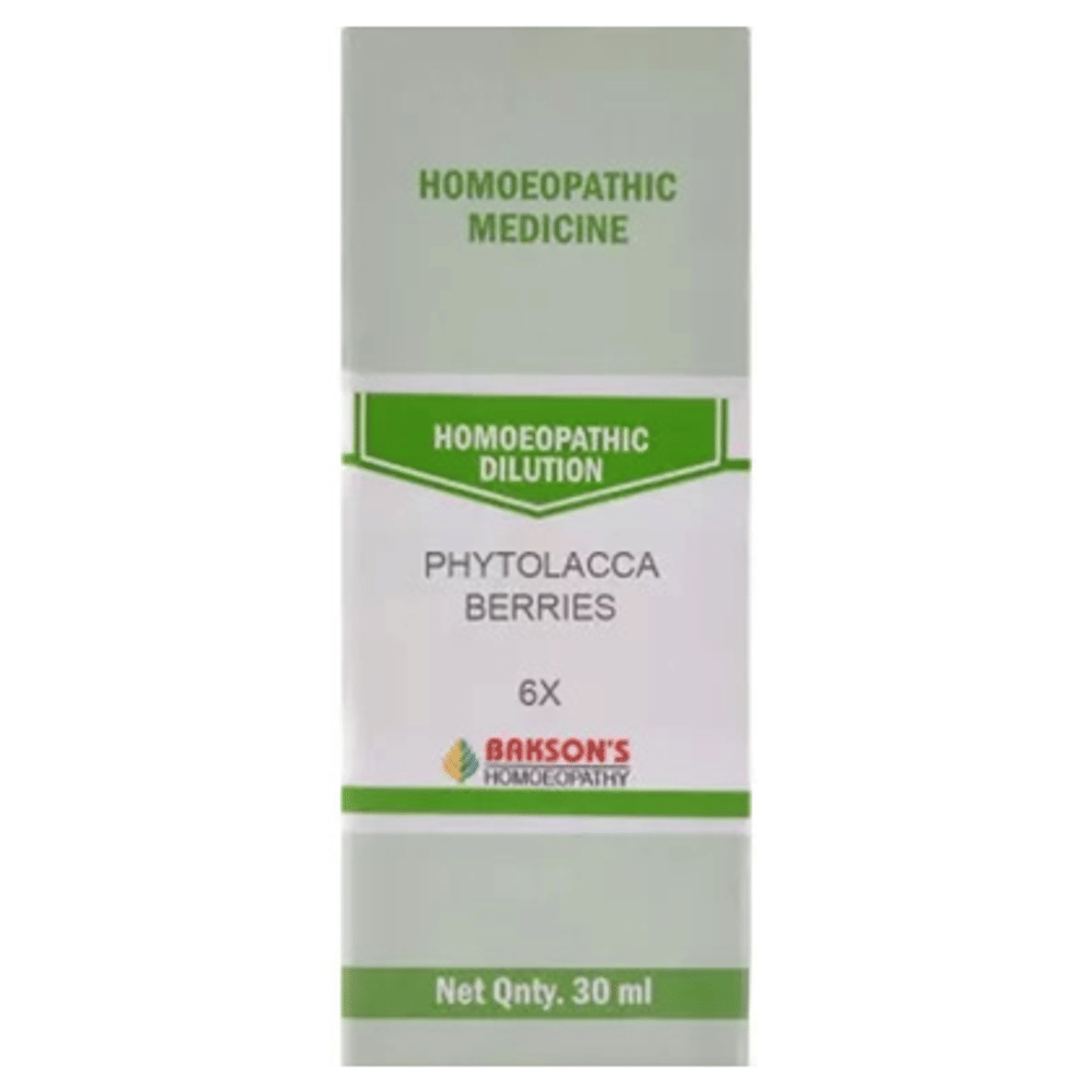 Bakson's Homeopathy Phytolacca Berries Dilution 6X bottle of 30 ml Dilution