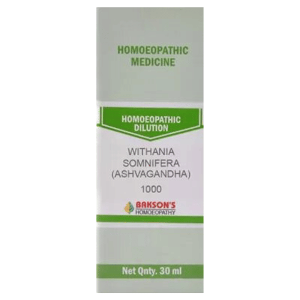 Bakson's Homeopathy Withania Somnifera (Ashvagandha) Dilution 1000 bottle of 30 ml Dilution
