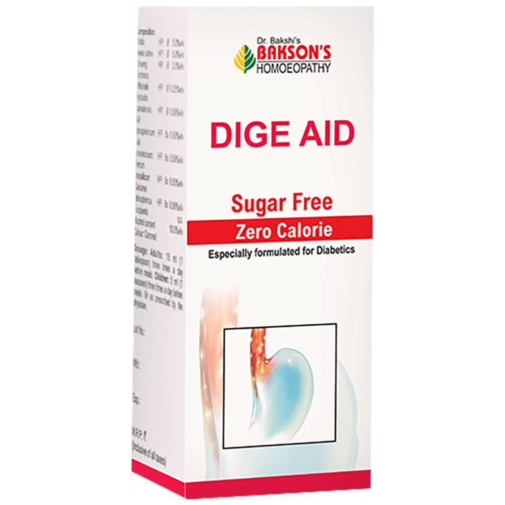 Bakson's Homeopathy Dige Aid Syrup Sugar Free bottle of 115 ml Syrup