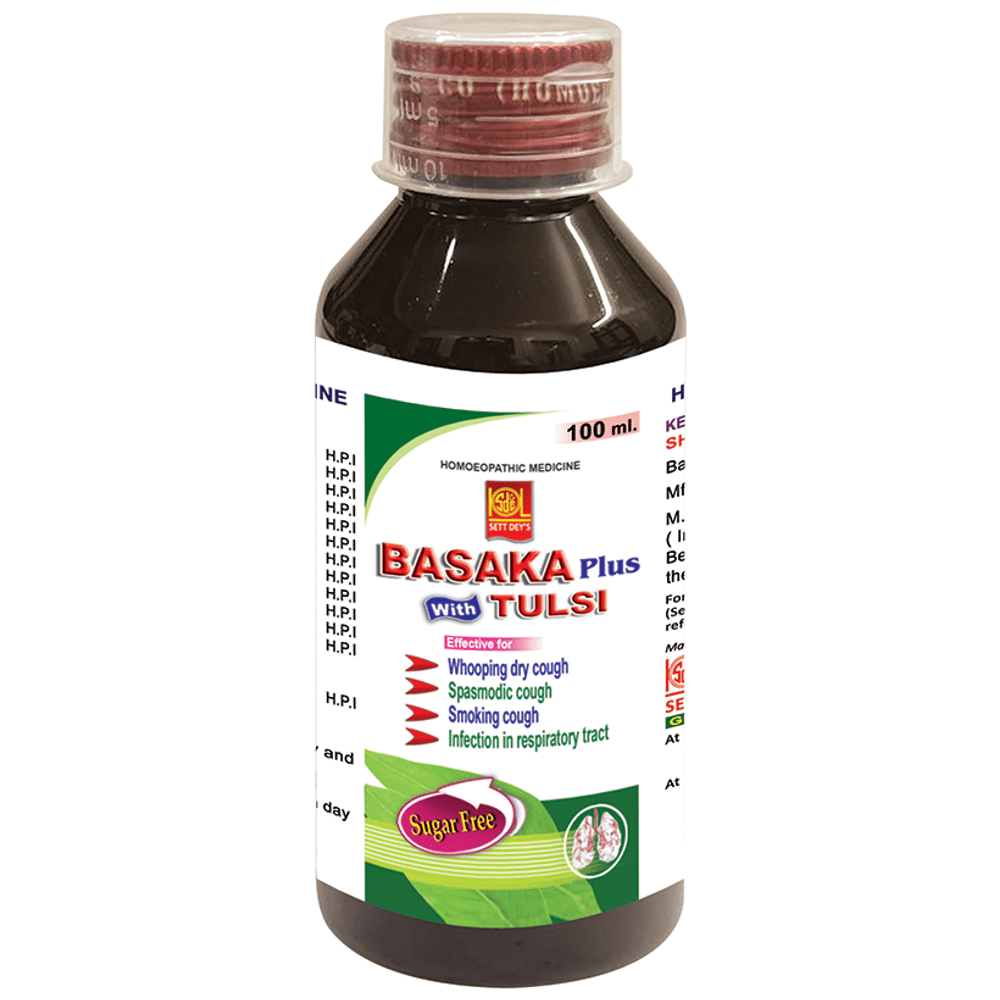 Sett Dey Basaka With Tulsi Sugar Free Cough Syrup bottle of 100 ml Syrup