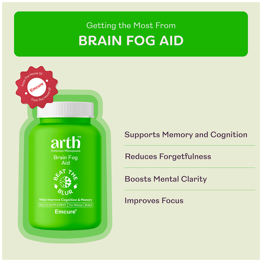 Arth Brain Fog Aid Capsule | Brahmi B-Lit Bacopa | Boosts Memory, Focus & Mental Clarity bottle of 30 capsules Arth Brain Fog Aid Capsule | Brahmi B-Lit Bacopa | Boosts Memory, Focus & Mental Clarity bottle of 30 capsules