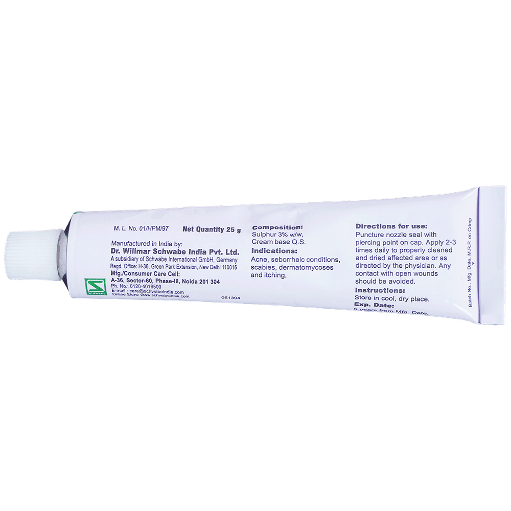 Dr Willmar Schwabe India Topi Sulphur Cream tube of 25 gm Cream Dr Willmar Schwabe India Topi Sulphur Cream tube of 25 gm Cream