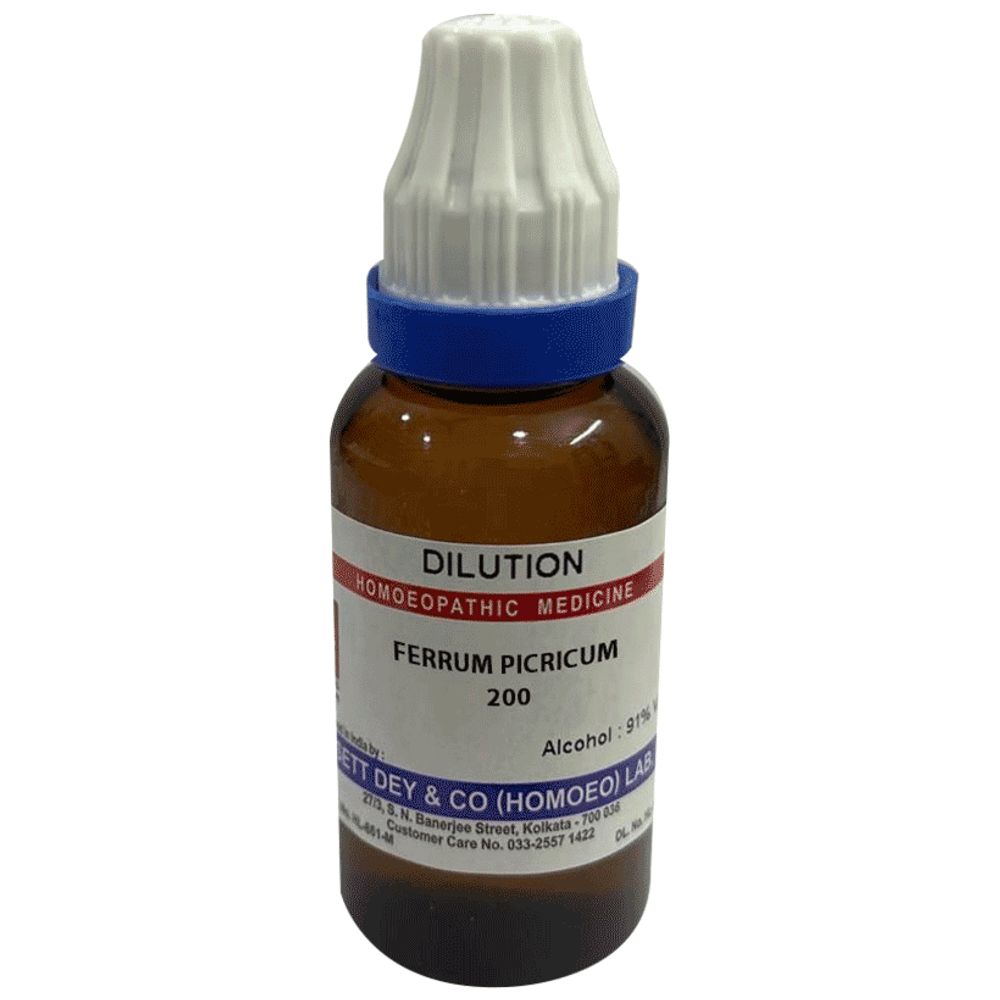 Sett Dey Ferrum Picricum Dilution 200 bottle of 30 ml Dilution