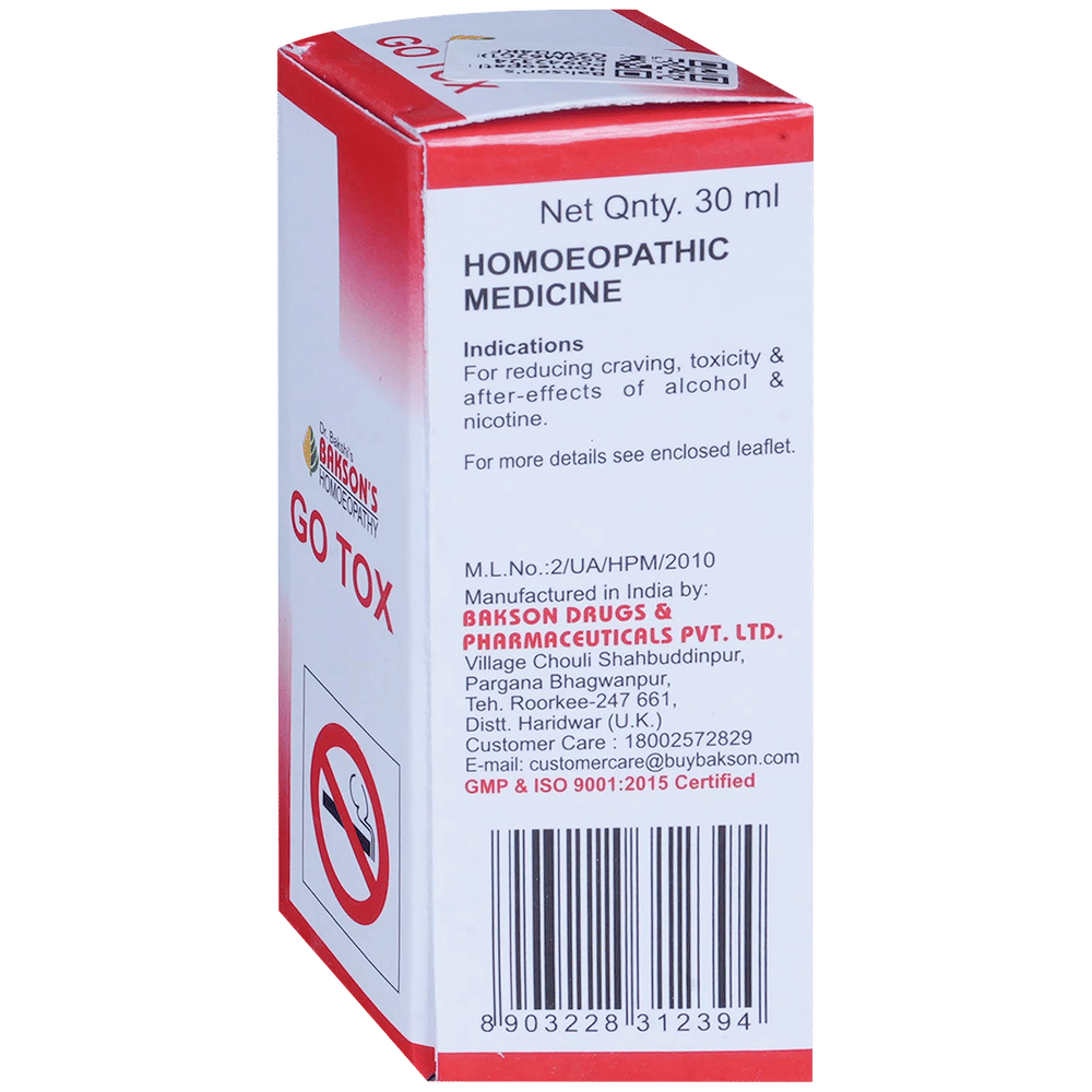 Bakson's Homeopathy Go Tox Drop bottle of 30 ml Drop