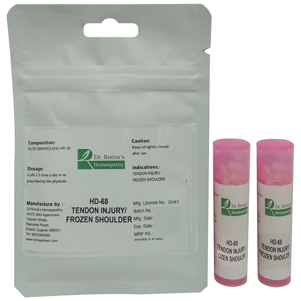 Dr. Romas Homeopathy HD-68 Tendon Injury & Frozen Shoulder, 2 Bottles of 2 Dram packet of 2 bottles