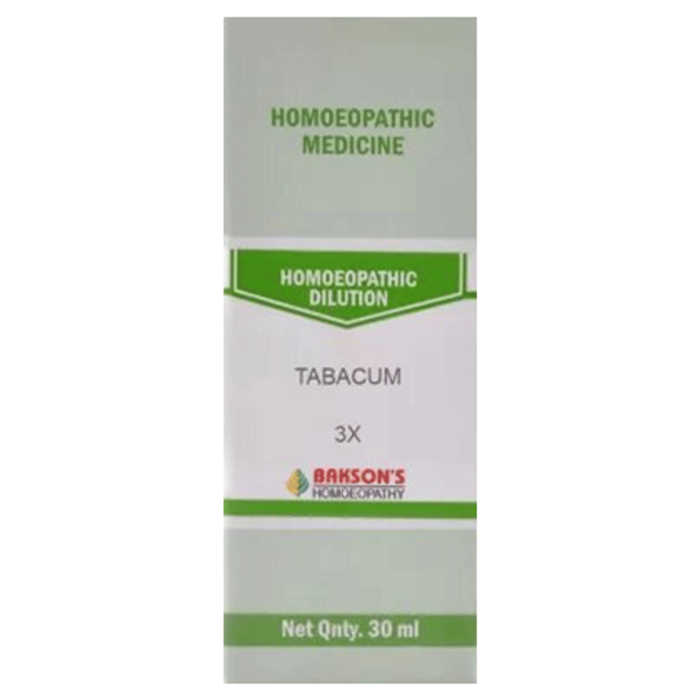 Bakson's Homeopathy Tabacum Dilution 3X bottle of 30 ml Dilution