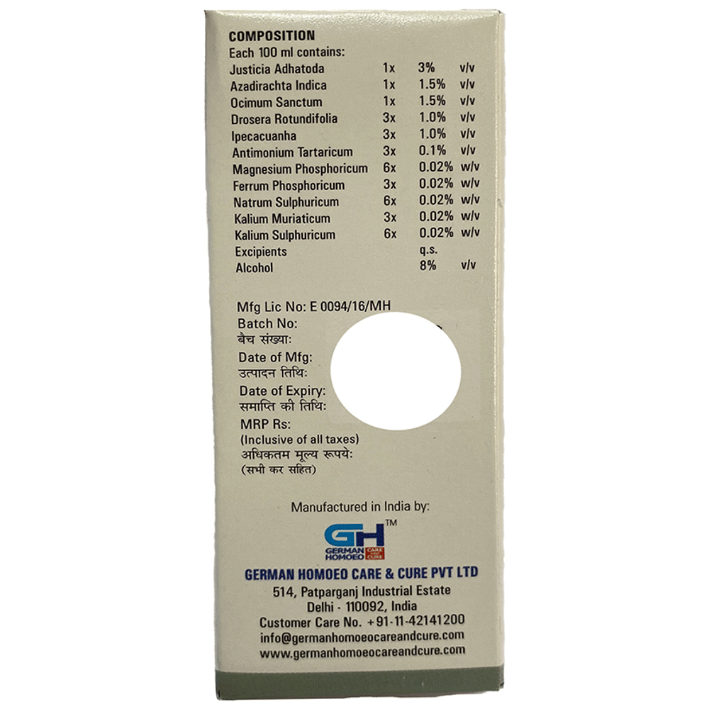 German's Cough Care and Cure Syrup bottle of 60 ml Syrup