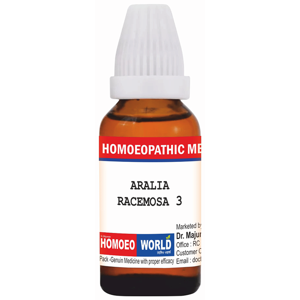 Dr. Majumder Homeo World Aralia Racemosa Dilution (30 ml Each) 3 CH combo pack of 6 bottles Dr. Majumder Homeo World Aralia Racemosa Dilution (30 ml Each) 3 CH combo pack of 6 bottles
