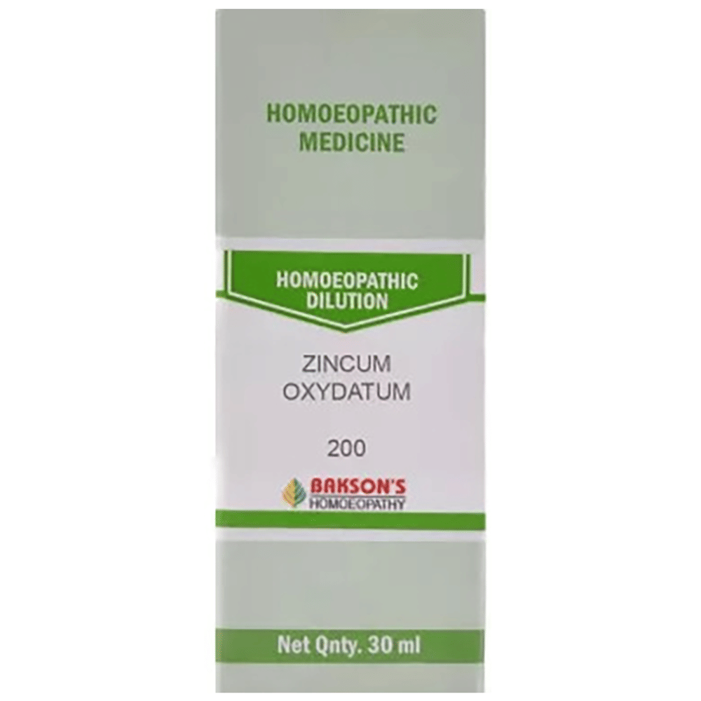 Bakson's Homeopathy Zincum Oxydatum Dilution 200 bottle of 30 ml Dilution