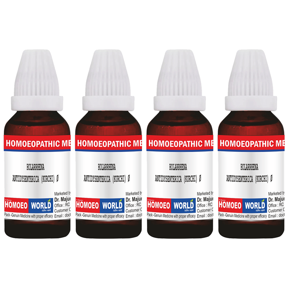 Dr. Majumder Homeo World Holarrhena Antidysenterica Kurchi Mother Tincture (30ml Each) Q combo pack of 4 bottles