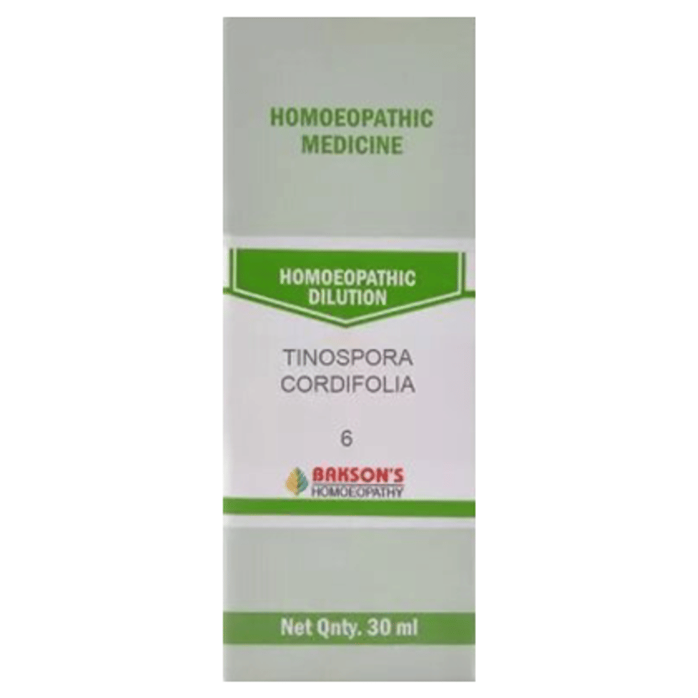 Bakson's Homeopathy Tinospora Cordifolia Dilution 6 CH bottle of 30 ml Dilution
