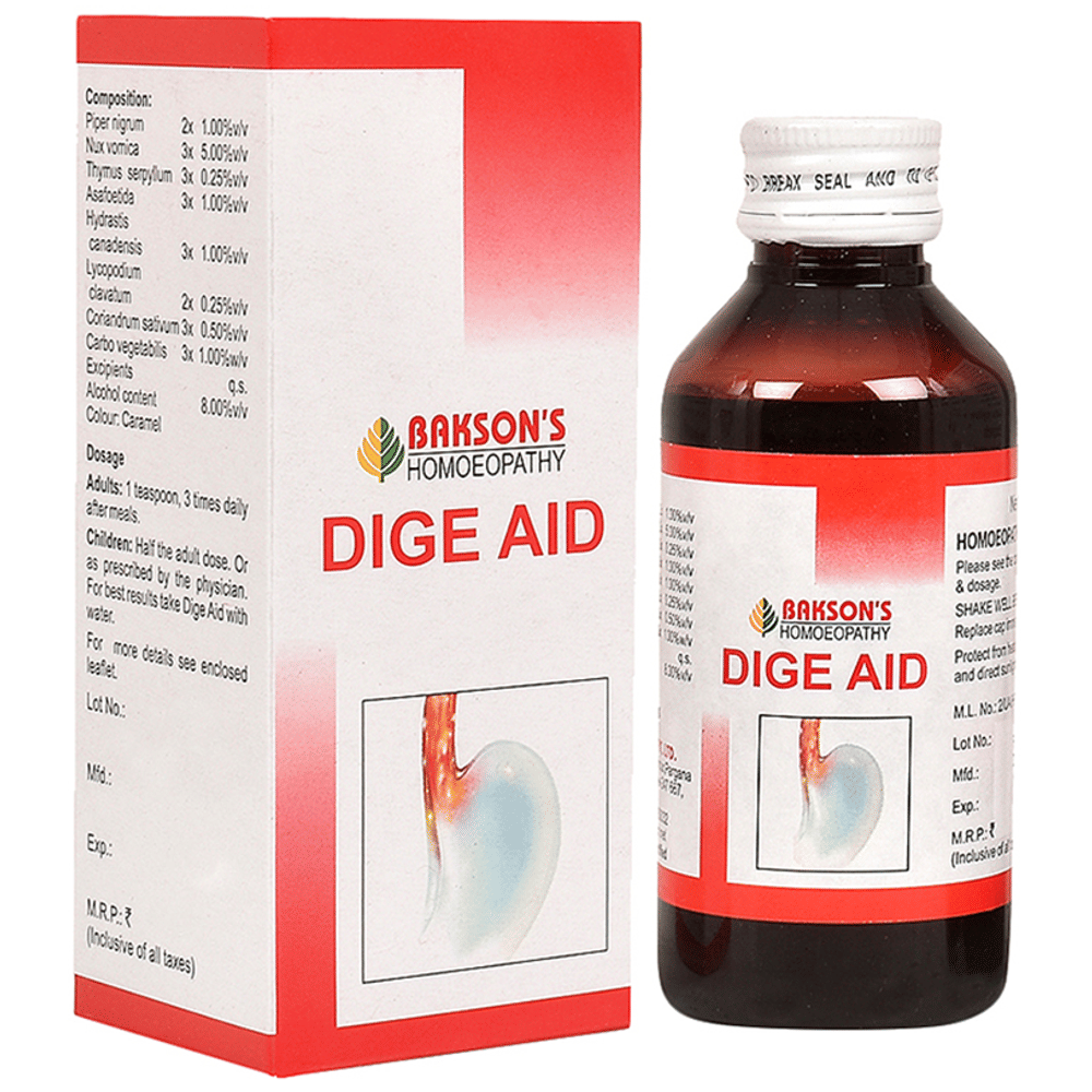 Bakson's Homeopathy Dige Aid Syrup bottle of 115 ml Syrup