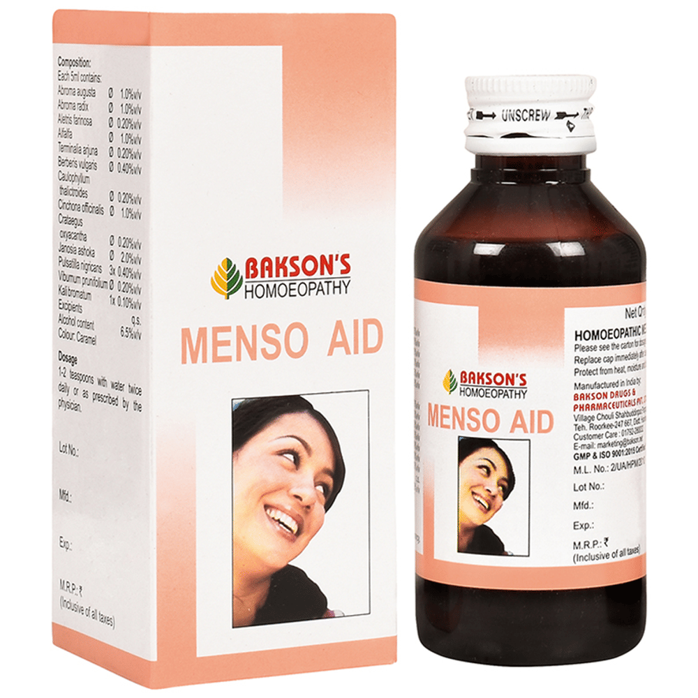 Bakson's Homeopathy Menso Aid Syrup bottle of 115 ml Syrup
