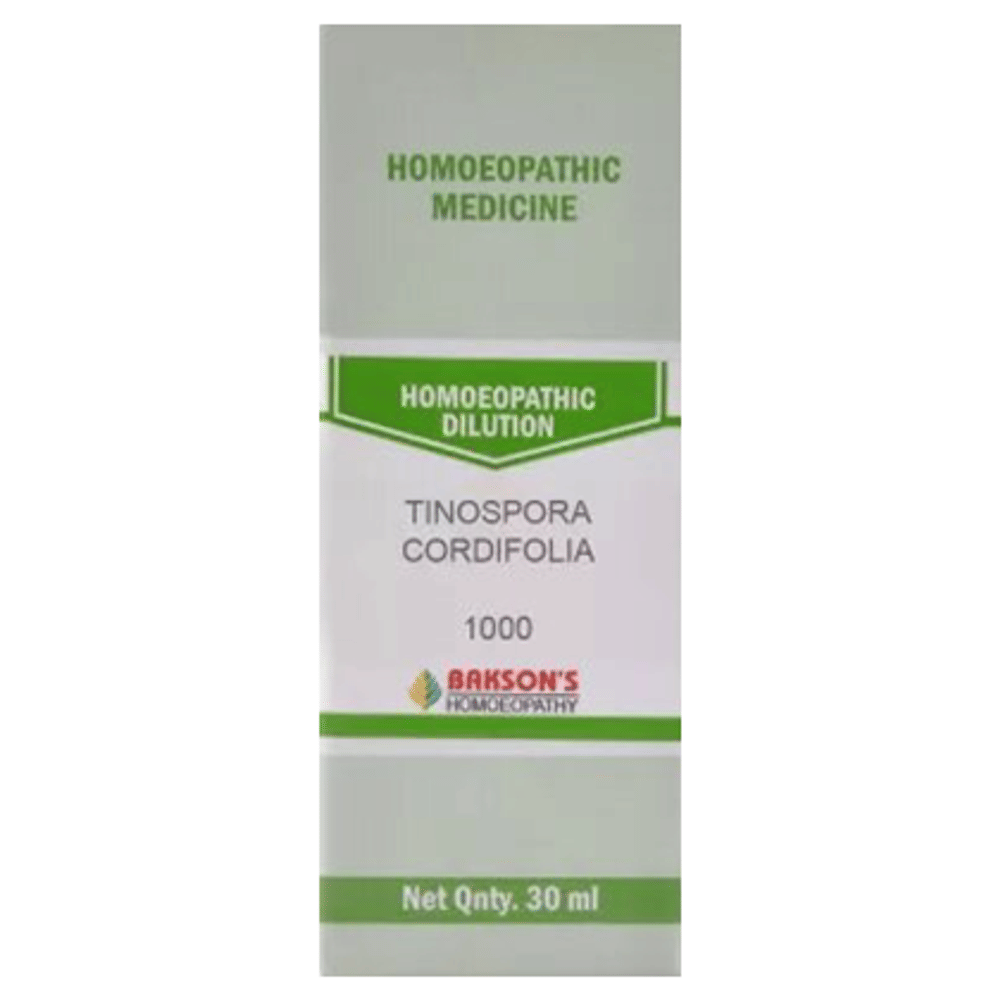 Bakson's Homeopathy Tinospora Cordifolia Dilution 1000 CH bottle of 30 ml Dilution Bakson's Homeopathy Tinospora Cordifolia Dilution 1000 CH bottle of 30 ml Dilution