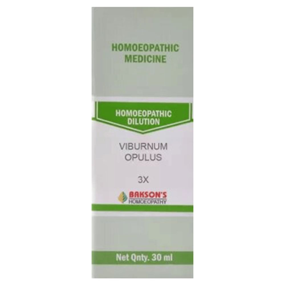 Bakson's Homeopathy Viburnum Opulus Dilution 3X bottle of 30 ml Dilution