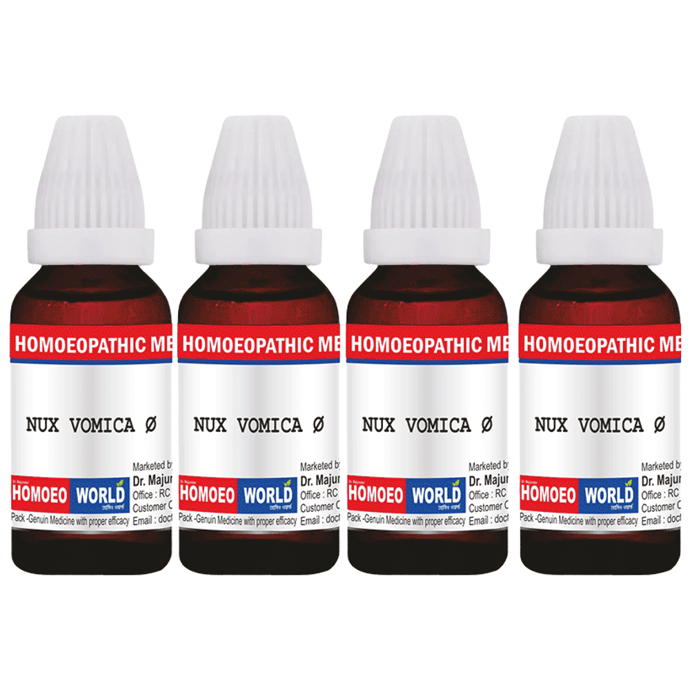 Dr. Majumder Homeo World Nux Vomica Mother Tincture (30ml Each) Q combo pack of 4 bottles