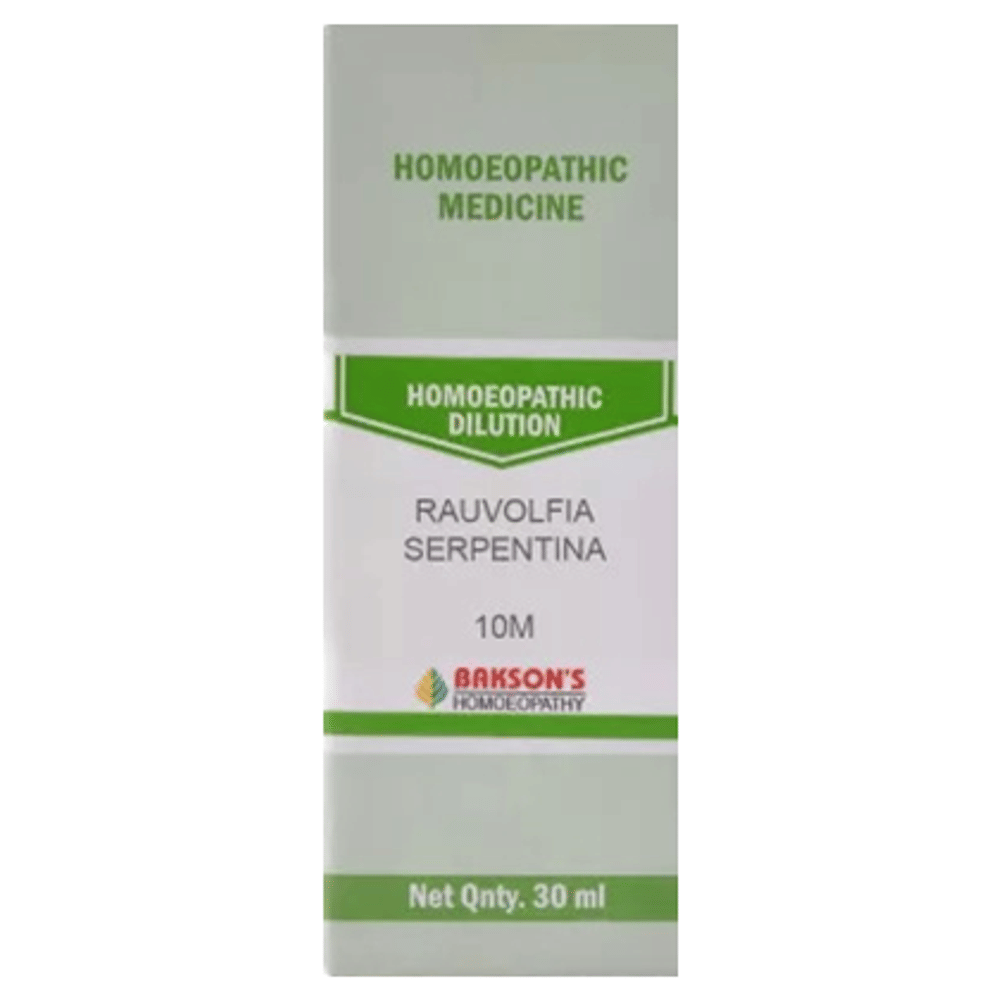 Bakson's Homeopathy Rauvolfia Serpentina Dilution 10M bottle of 30 ml Dilution