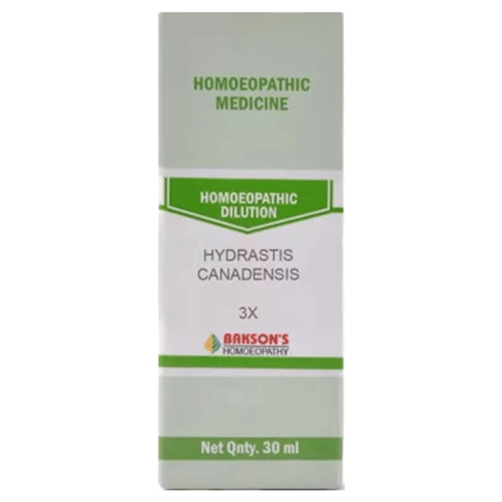 Bakson's Homeopathy Hydrastis Canadensis Dilution 3X bottle of 30 ml Dilution