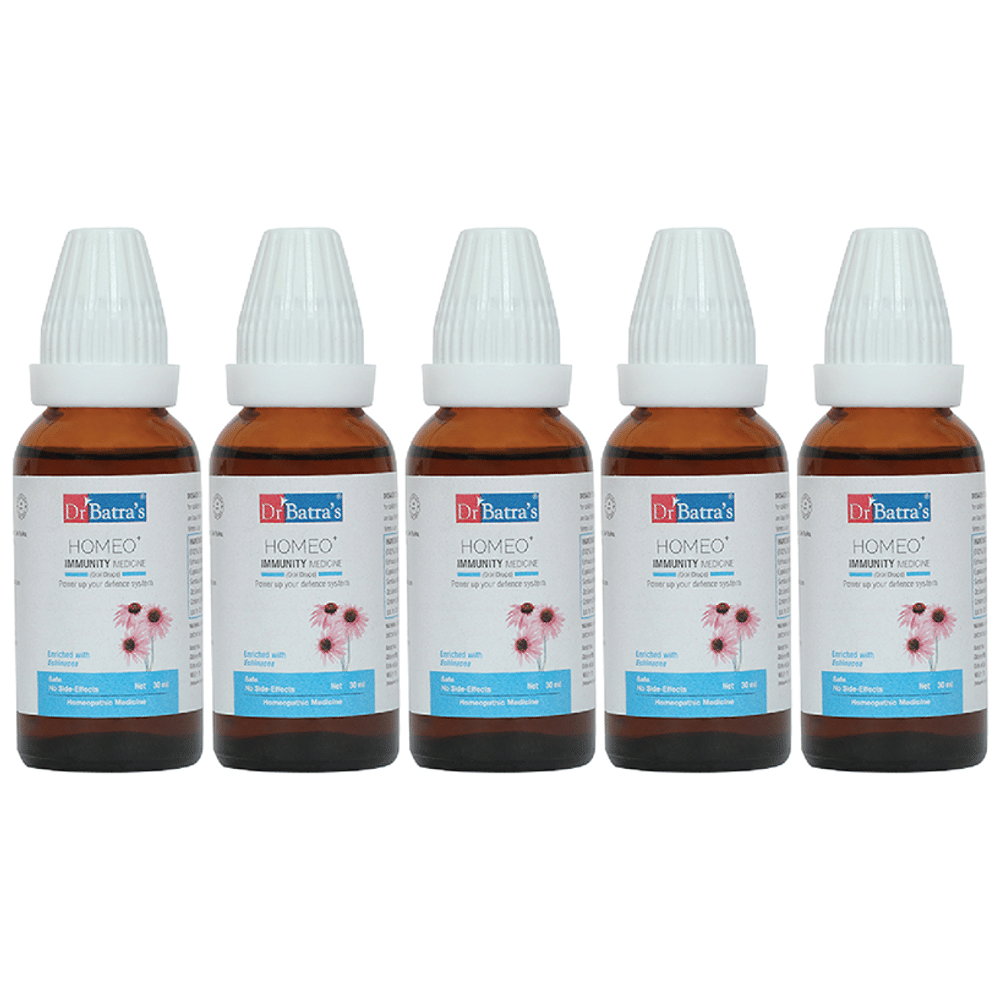 Dr Batra's Homeo+ Immunity Medicine Oral Drops (30ml Each) combo pack of 5 bottles