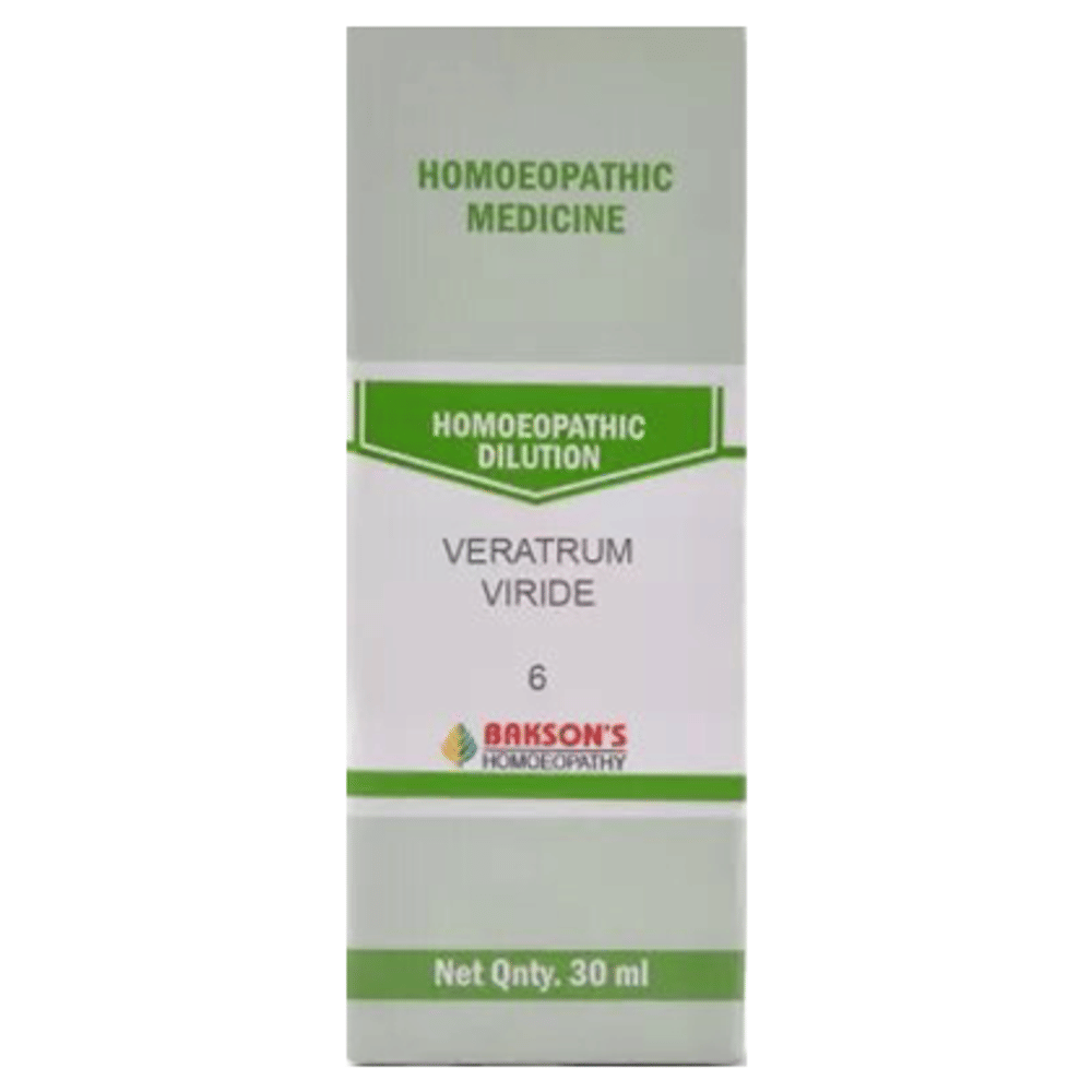 Bakson's Homeopathy Veratrum Viride  Dilution 6 bottle of 30 ml Dilution