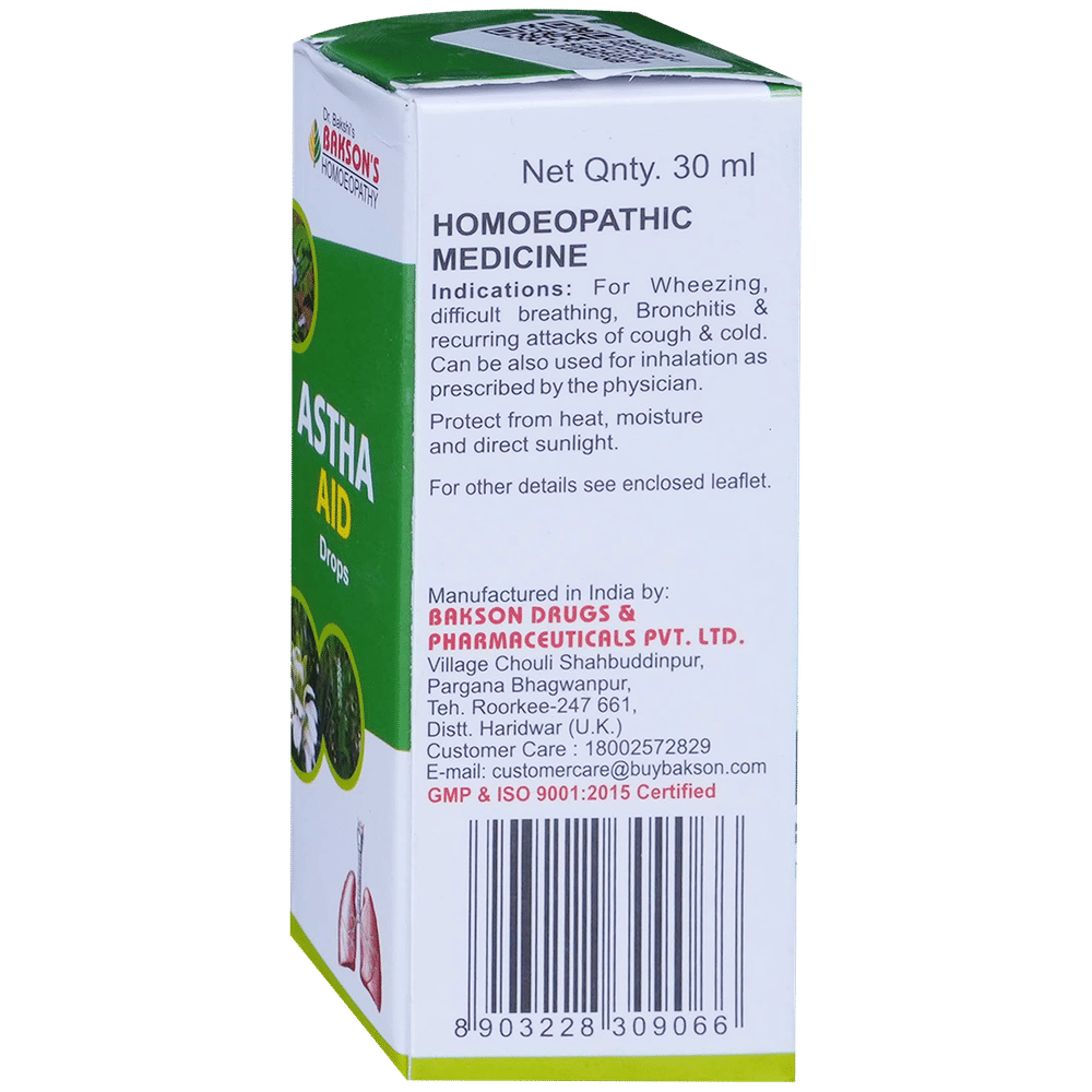 Bakson's Homeopathy Astha Aid Drop bottle of 30 ml Drop