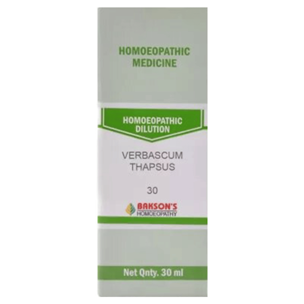 Bakson's Homeopathy Verbascum Thapsus Dilution 30 bottle of 30 ml Dilution Bakson's Homeopathy Verbascum Thapsus Dilution 30 bottle of 30 ml Dilution