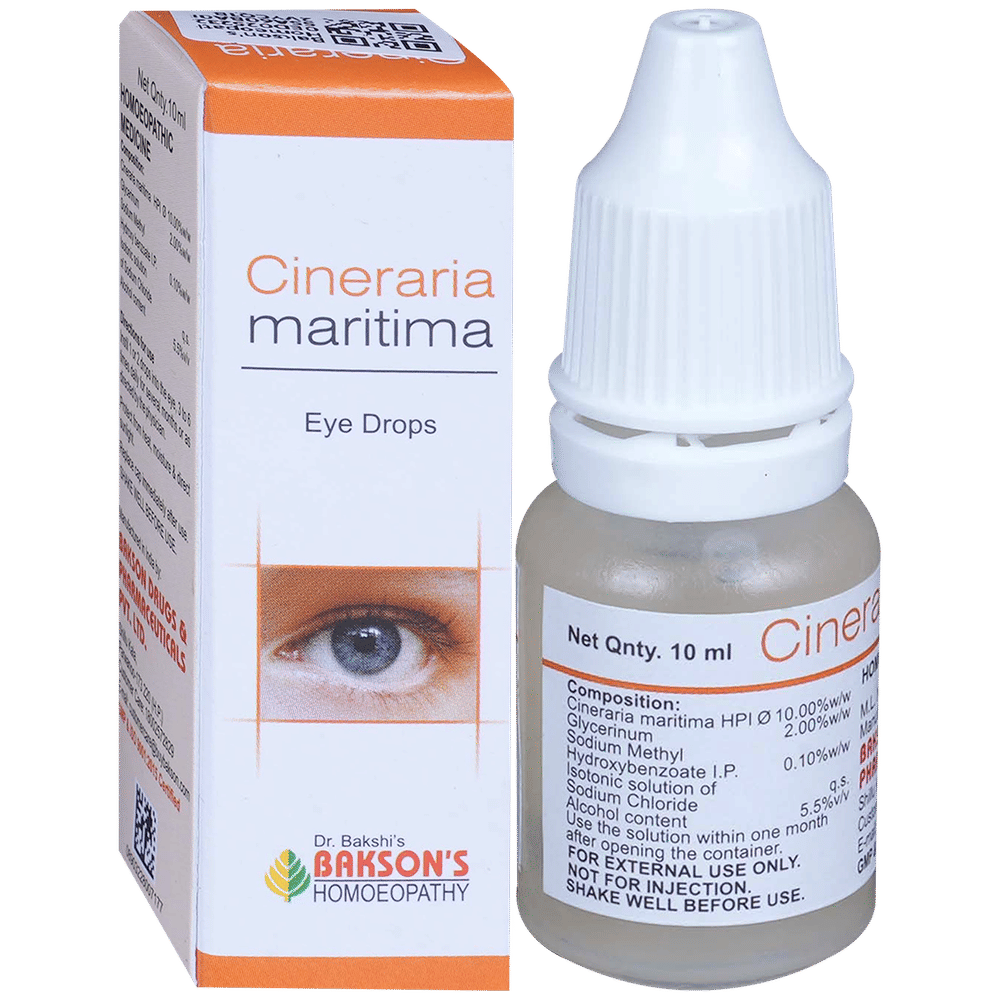 Bakson's Homeopathy Cineraria Maritima Eye Drop | For Blur Vision & Eye Care Eye Drop bottle of 10 ml Eye Drop