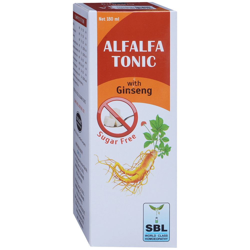 SBL Alfalfa Tonic with Ginseng Sugar Free bottle of 180 ml Tonic SBL Alfalfa Tonic with Ginseng Sugar Free bottle of 180 ml Tonic