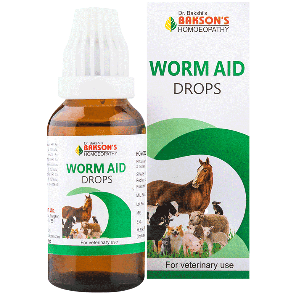 Bakson's Homeopathy Worm Aid Drop for Veterinary Use bottle of 30 ml Drop