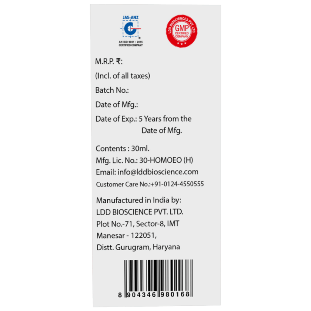 LDD Bioscience LD-16 Prostate Drops (30ml Each) Bottle box of 1 Bottle