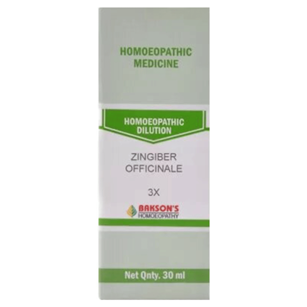 Bakson's Homeopathy Zingiber Officinale  Dilution 3X bottle of 30 ml Dilution